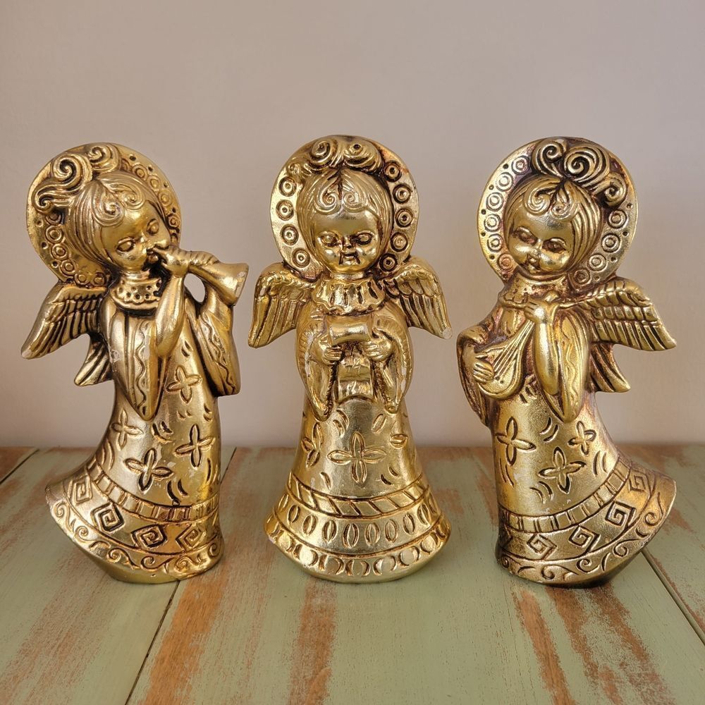Gold Angel Figurines Set